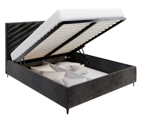 Łóżko tapicerowane ELEGANTE PARIS stelaż metalowy 160x200 Black