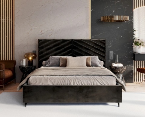 Łóżko tapicerowane ELEGANTE PARIS stelaż metalowy 160x200 Black