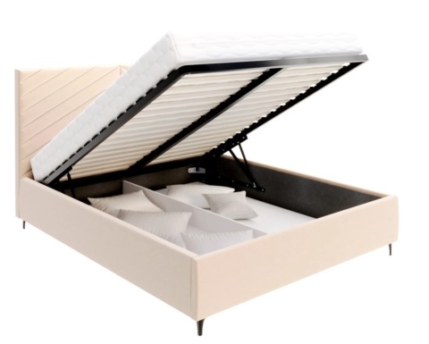 Łóżko tapicerowane ELEGANTE PARIS stelaż metalowy 160x200 Cream