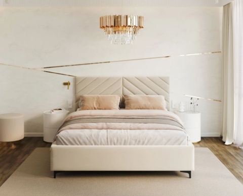 Łóżko tapicerowane ELEGANTE PARIS stelaż metalowy 160x200 Cream