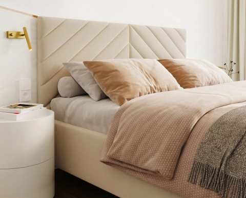 Łóżko tapicerowane ELEGANTE PARIS stelaż metalowy 160x200 Cream