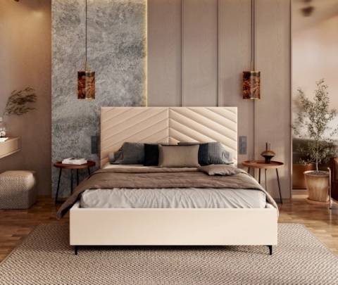 Łóżko tapicerowane ELEGANTE PARIS stelaż metalowy 160x200 Cream