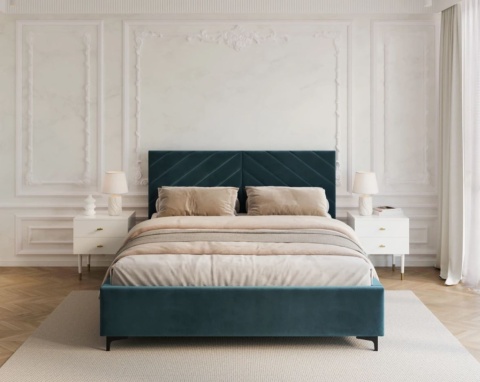 Łóżko tapicerowane ELEGANTE PARIS stelaż metalowy   160x200    Dark Blue