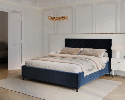 Łóżko tapicerowane ELEGANTE PARIS stelaż metalowy   160x200    Deep Blue