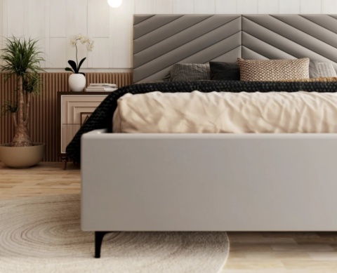 Łóżko tapicerowane ELEGANTE PARIS stelaż metalowy 160x200 Light Gray