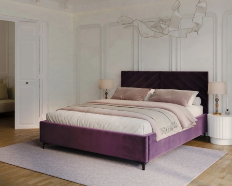 Łóżko tapicerowane ELEGANTE PARIS stelaż metalowy 160x200 Purple