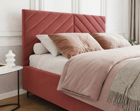 Łóżko tapicerowane ELEGANTE PARIS stelaż metalowy   160x200    Salmon