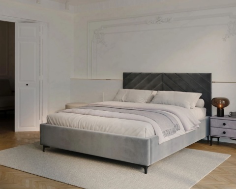 Łóżko tapicerowane ELEGANTE PARIS stelaż metalowy   160x200    Steel