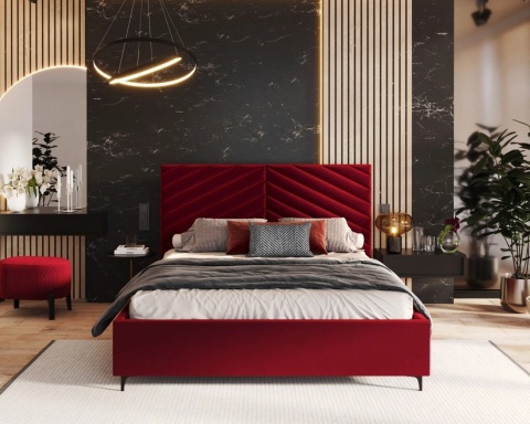 Łóżko tapicerowane ELEGANTE PARIS stelaż metalowy 160x200 Wine