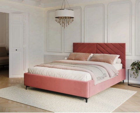 Łóżko tapicerowane ELEGANTE PARIS stelaż metalowy 180x200 Salmon
