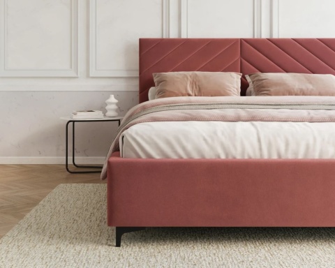 Łóżko tapicerowane ELEGANTE PARIS stelaż metalowy 180x200 Salmon