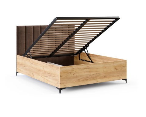 Łóżko SIERRA dąb craft stelaż metalowy 90x200 TRINITY Brązowy