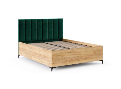 Łóżko SIERRA dąb craft stelaż metalowy 90x200 TRINITY Butelkowa zieleń