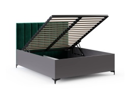 Łóżko SIERRA szare stelaż metalowy 120x200 TRINITY Butelkowa zieleń