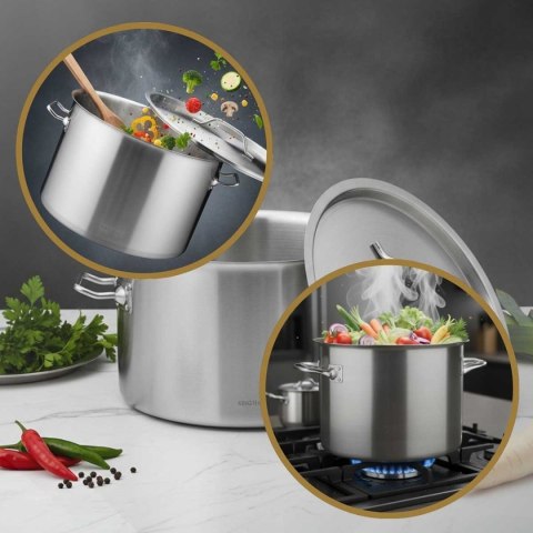 GARNEK GASTRONOMICZNY Z POKRYWĄ STALOWĄ Ø38cm 27L KINGHOFF KH-2025