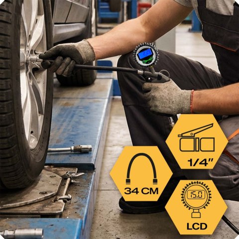 Pistolet do pompowania kół z manometrem cyfrowy wyświetlacz elektroniczny Humberg HM-260