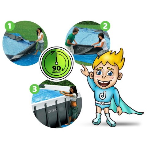 Basen ogrodowy stelażowy 975 x 488 x 132 cm 17w1 INTEX 26374