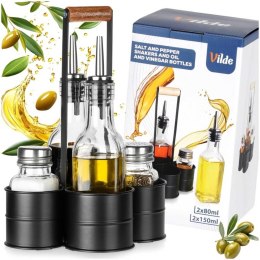 BUTELKI SZKLANE DO OLIWY OCTU 2x 250ml PRZYPRAWNIKI W STOJAKU 229276