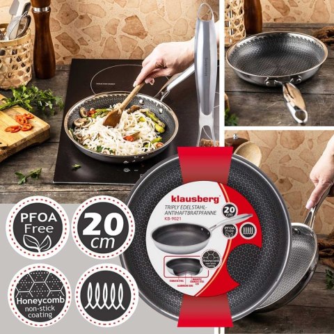 PATELNIA STALOWA 20cm Z POWŁOKĄ PLASTER MIODU KLAUSEBRG KB-9021
