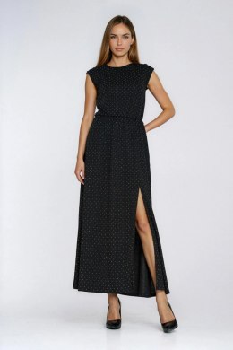 Sukienka Długa dzianinowa sukienka z błyszczącymi dżetami S287 Silver - Nife Nife