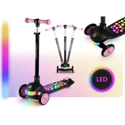 Hulajnoga trójkołowa dla dzieci balansowa LED Ricokids Glowi - czarno-różowa