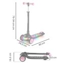 Hulajnoga trójkołowa dla dzieci balansowa LED Ricokids Glowi - czarno-różowa