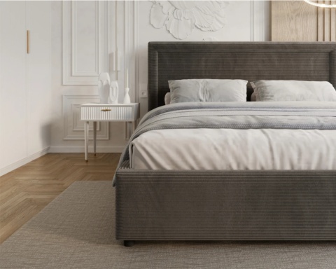 Łóżko tapicerowane NOBILE 180x200 SZTRUKS Grafit stelaż metalowy