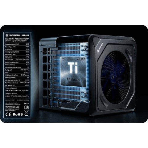 Pompa ciepła do basenu spa podgrzewacz wody 3kw Humberg HM-911