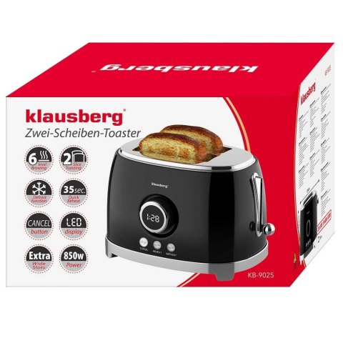 TOSTER OPIEKACZ NA 2 KROMKI WYŚWIETLACZ LED KLAUSBERG KB-9025 RETRO