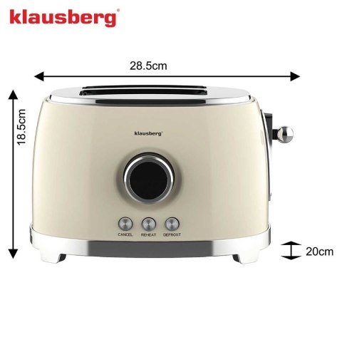 TOSTER OPIEKACZ NA 2 KROMKI WYŚWIETLACZ LED KLAUSBERG KB-9026 RETRO