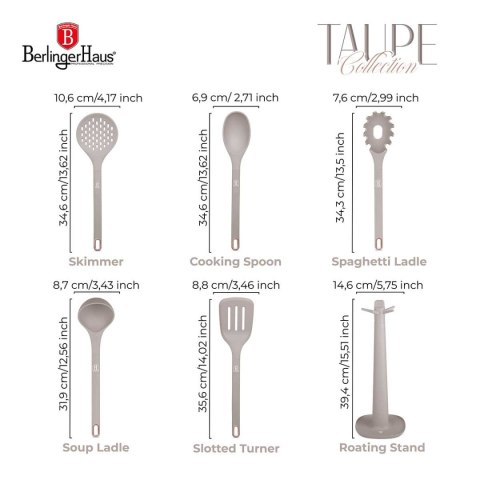 ZESTAW PRZYBORÓW KUCHENNYCH BERLINGER HAUS BH-8618 TAUPE