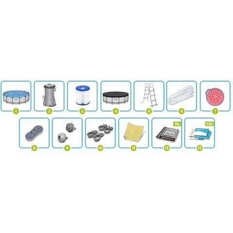 Basen ogrodowy stelażowy 457 x 107 cm 13w1 Bestway 561GD