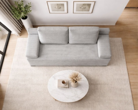 Sofa LINEA rozkładana, z poduszkami, tkanina: sztruks - 202x87 - SZTRUKS - Pudrowy róż