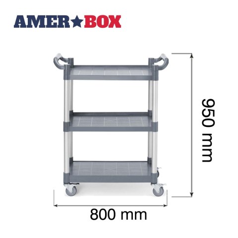 Wózek kelnerski 3-półkowy z polipropylenu, AmerBox, 800x410x(H)950mm