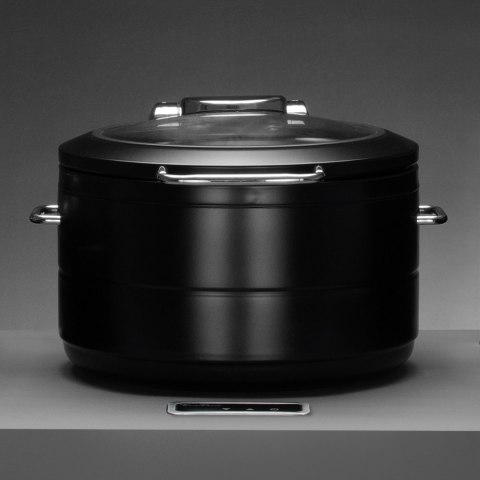 Podgrzewacz indukcyjny okrągły ze szklaną pokrywą De Luxe Black, 9l