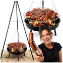 Grill ogrodowy węglowy zawieszany, regulowana wysokość 32-66/150 cm, ruszt stal chromowana, misa stal emaliowana, czarny, 50 cm KAMAI STRENDPRO