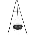 Grill ogrodowy węglowy zawieszany, regulowana wysokość 32-66/150 cm, ruszt stal chromowana, misa stal emaliowana, czarny, 50 cm KAMAI STRENDPRO