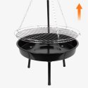 Grill ogrodowy węglowy zawieszany, regulowana wysokość 32-66/150 cm, ruszt stal chromowana, misa stal emaliowana, czarny, 50 cm KAMAI STRENDPRO