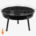 Grill ogrodowy węglowy zawieszany, regulowana wysokość 32-66/150 cm, ruszt stal chromowana, misa stal emaliowana, czarny, 50 cm KAMAI STRENDPRO