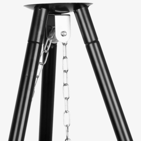 Grill ogrodowy węglowy zawieszany, regulowana wysokość 32-66/150 cm, ruszt stal chromowana, misa stal emaliowana, czarny, 50 cm KAMAI STRENDPRO