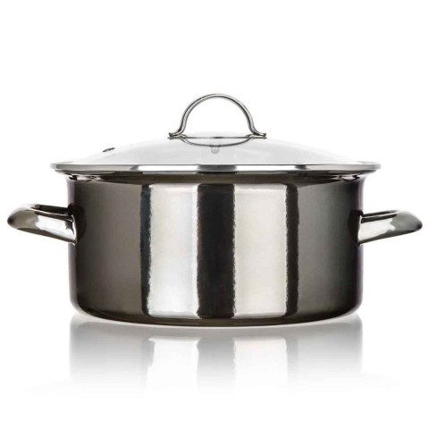 GARNEK EMALIOWANY 24cm 3,7L Z POKRYWĄ BANQUET METALLIC BLACK