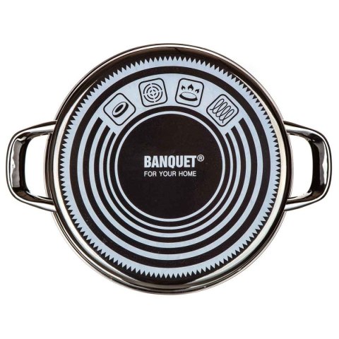 GARNEK EMALIOWANY 24cm 3,7L Z POKRYWĄ BANQUET METALLIC BLACK