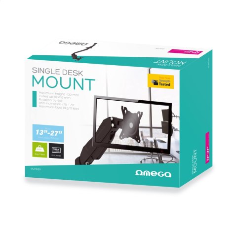 OMEGA MONITOR DESK MOUNT UCHWYT MONITOROWY SINGLE FULL MOTION MAX VESA 100x100 13"-27" 360 DEGREE [45066]