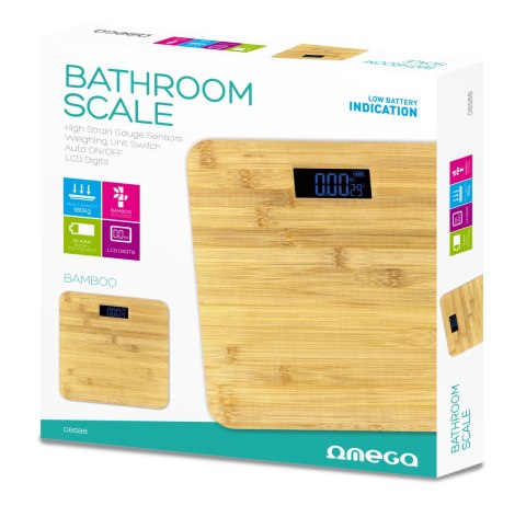 OMEGA WAGA BATHROOM BODY SCALE 180KG 280x280CM BAMBOO 45503