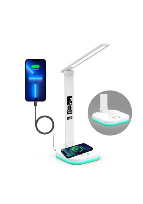PLATINET LED DESK LAMP LAMPKA BIURKOWA RGB WIRELESS CHARGING WHITE [46218]