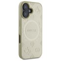 Guess Saffiano Peony Classic Logo MagSafe - Etui iPhone 16 (złoty)