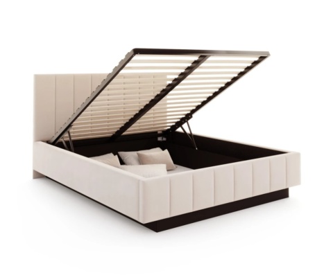 Nowoczesne łóżko lewitujące tapicerowane LEVITO 180x200 TRINITY Kremowy