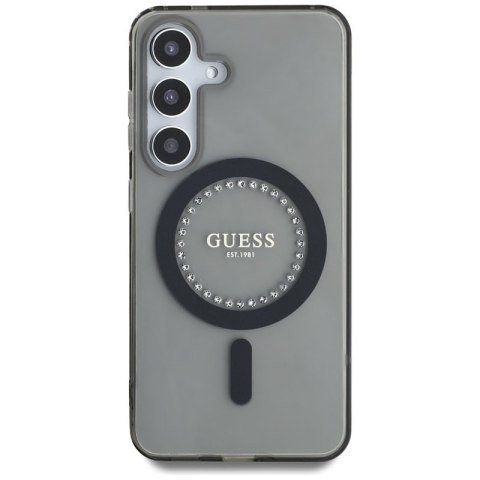 Guess Rhinestones Printed Classic Logo MagSafe - Etui do Samsung Galaxy S25 (czarny)