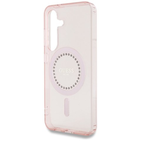Guess Rhinestones Printed Classic Logo MagSafe - Etui do Samsung Galaxy S25 (różowy)