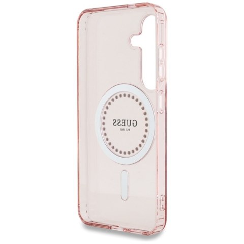 Guess Rhinestones Printed Classic Logo MagSafe - Etui do Samsung Galaxy S25 (różowy)